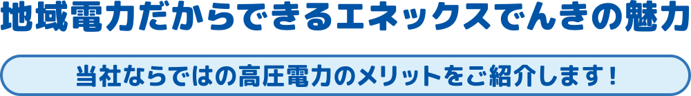 地域電力だからできるエネックスでんきの魅力（当社ならではの高圧電力のメリットをご紹介します！）